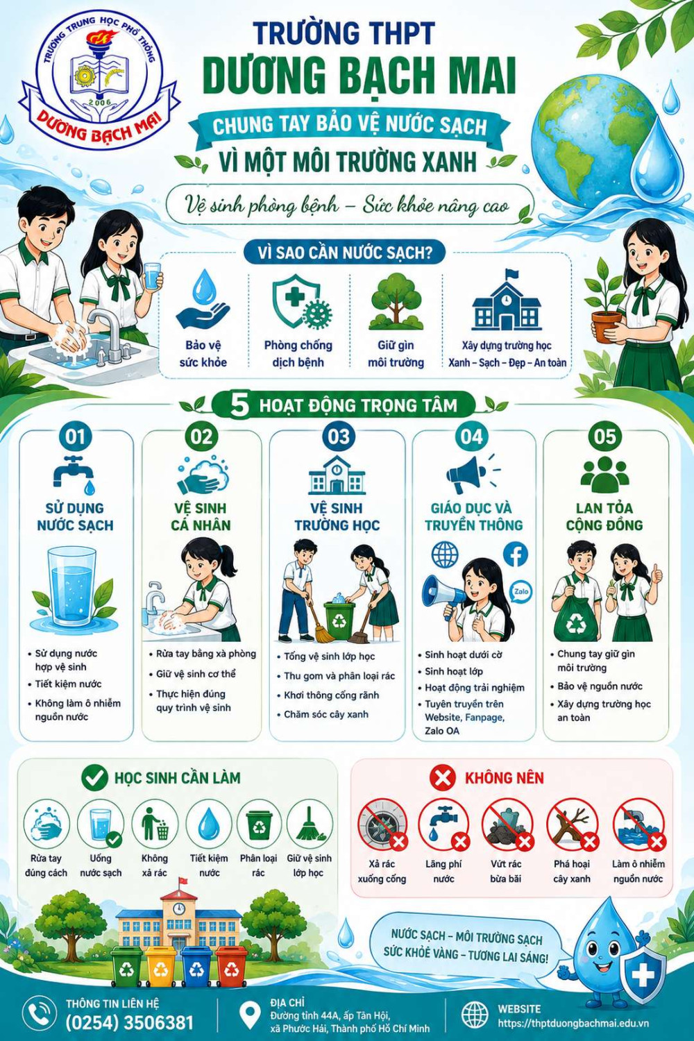 TUYÊN TRUYỀN GIÁO DỤC VỀ NƯỚC SẠCH, VỆ SINH CÁ NHÂN, VỆ SINH MÔI TRƯỜNG VÀ TỔ CHỨC CÁC HOẠT ĐỘNG HƯỞNG ỨNG NGÀY VỆ SINH YÊU NƯỚC NÂNG CAO SỨC KHỎE NHÂN DÂN NĂM 2026